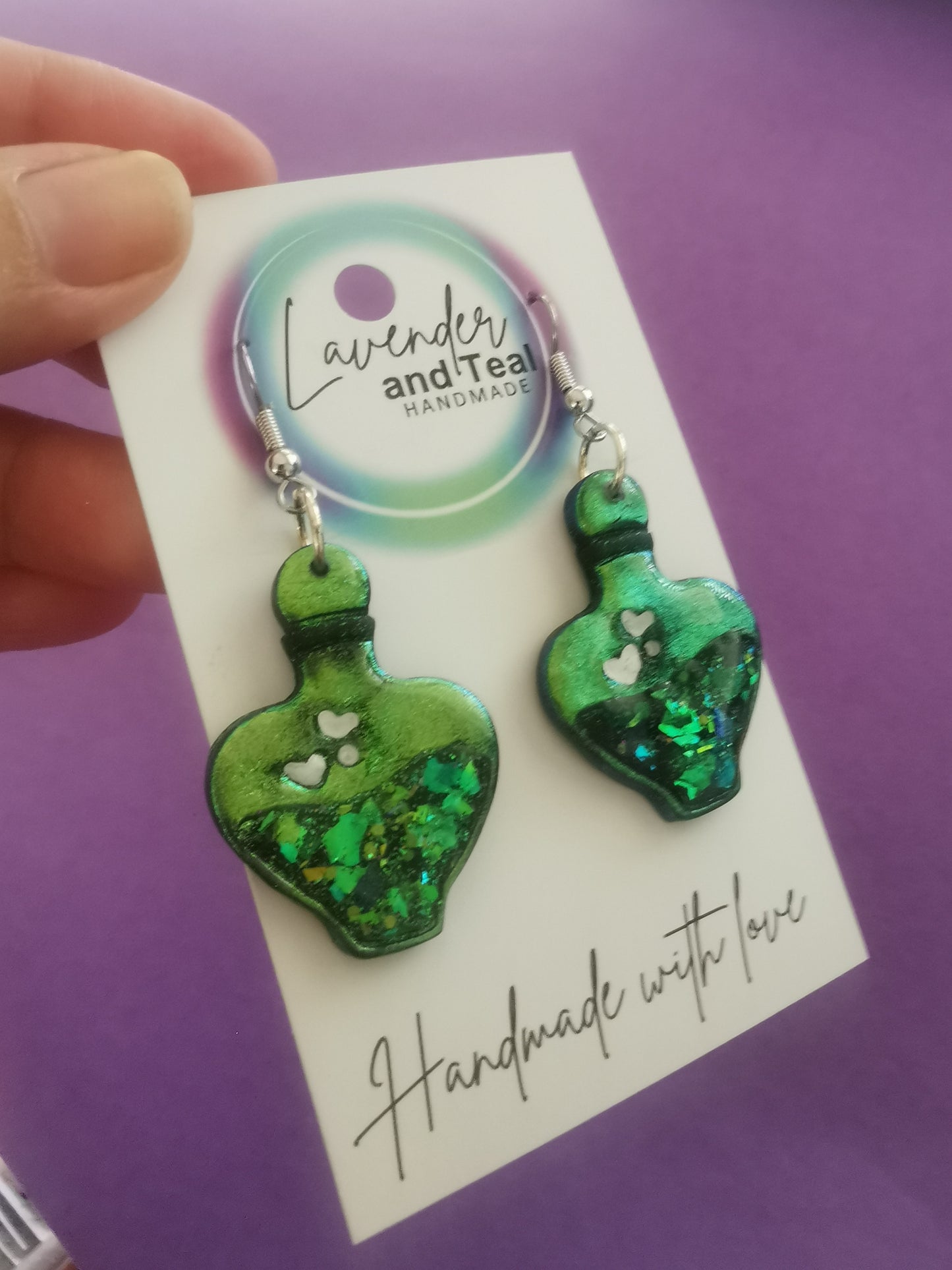 Colour Shifting & Glitter Love Potion Hook Earrings