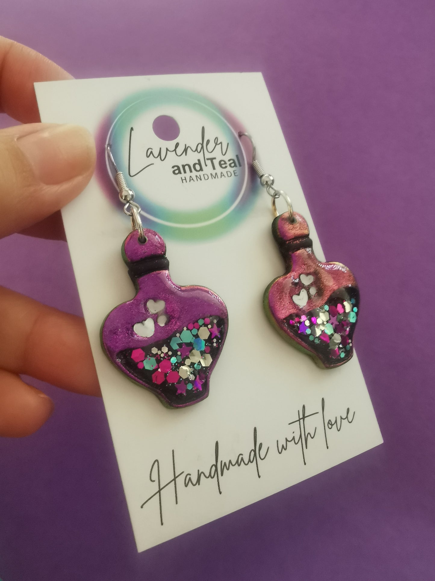 Colour Shifting & Glitter Love Potion Hook Earrings
