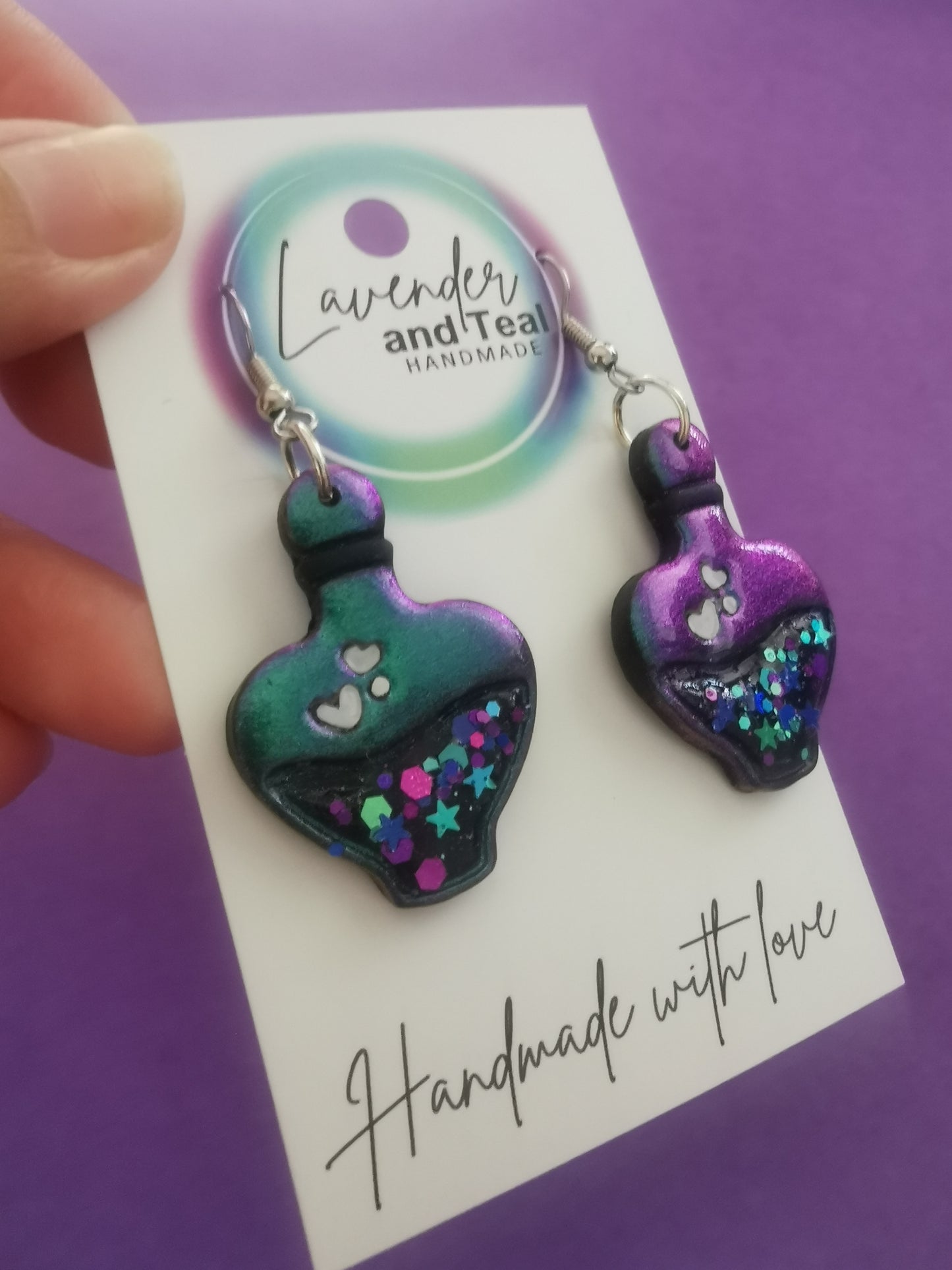 Colour Shifting & Glitter Love Potion Hook Earrings