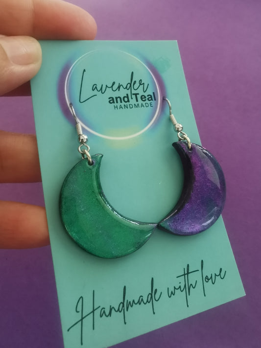 Colour Shifting Moon Hook Earrings