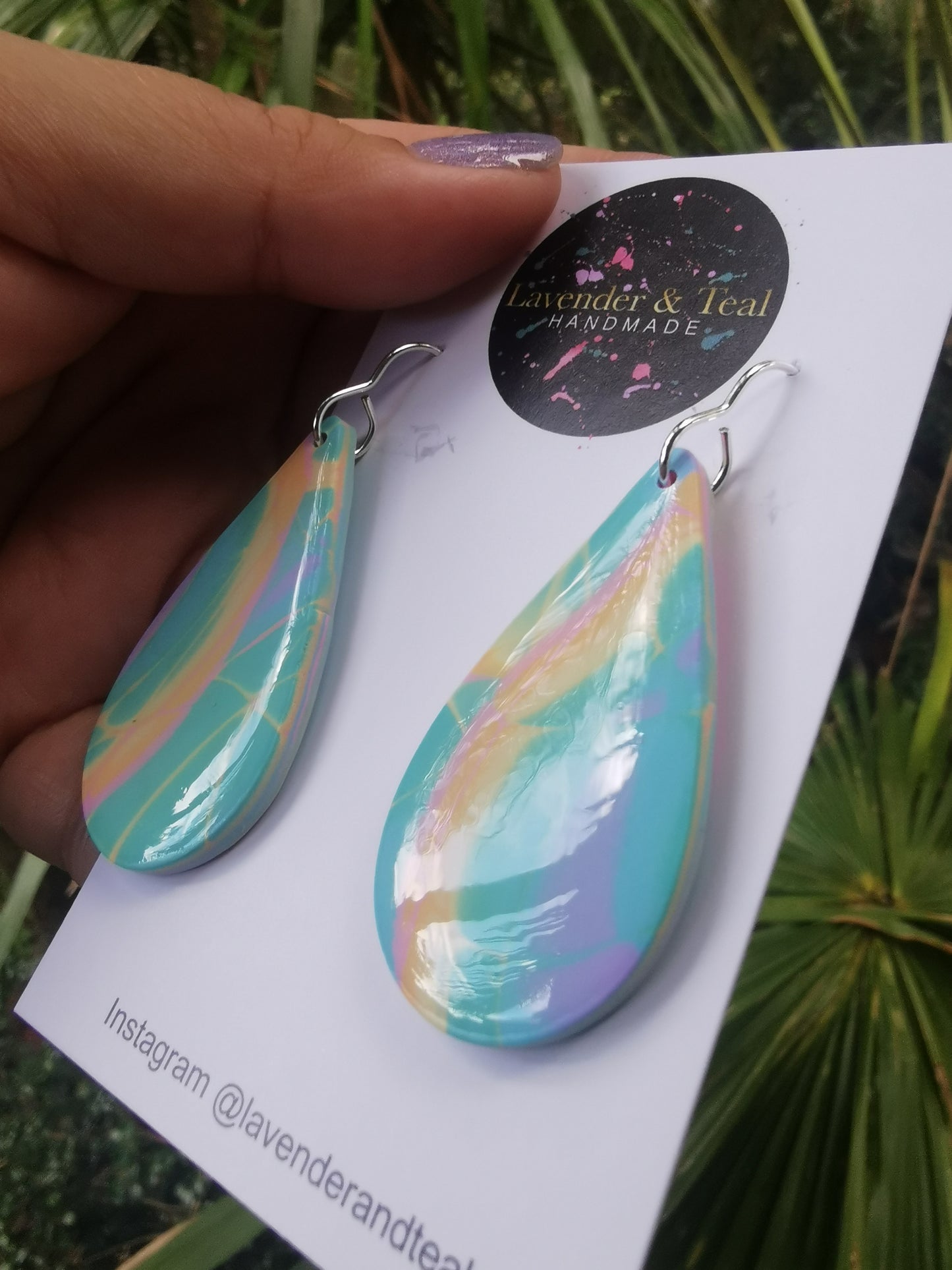Mokume Gane Tear Drop Pastel Hooks