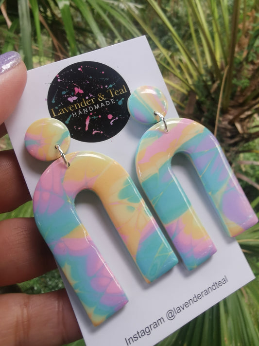 Mokume Gane Arch Pastel Dangles