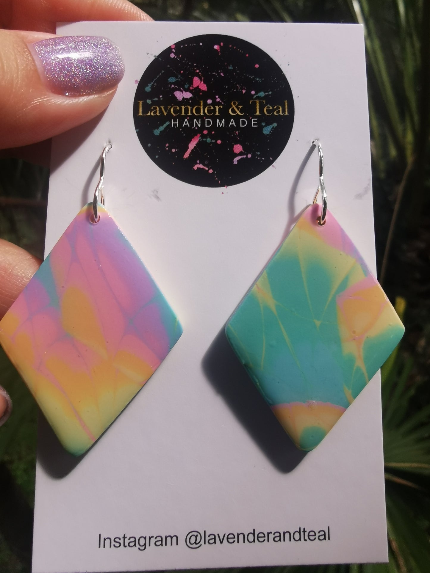 Mokume Gane Diamond Pastel Dangles