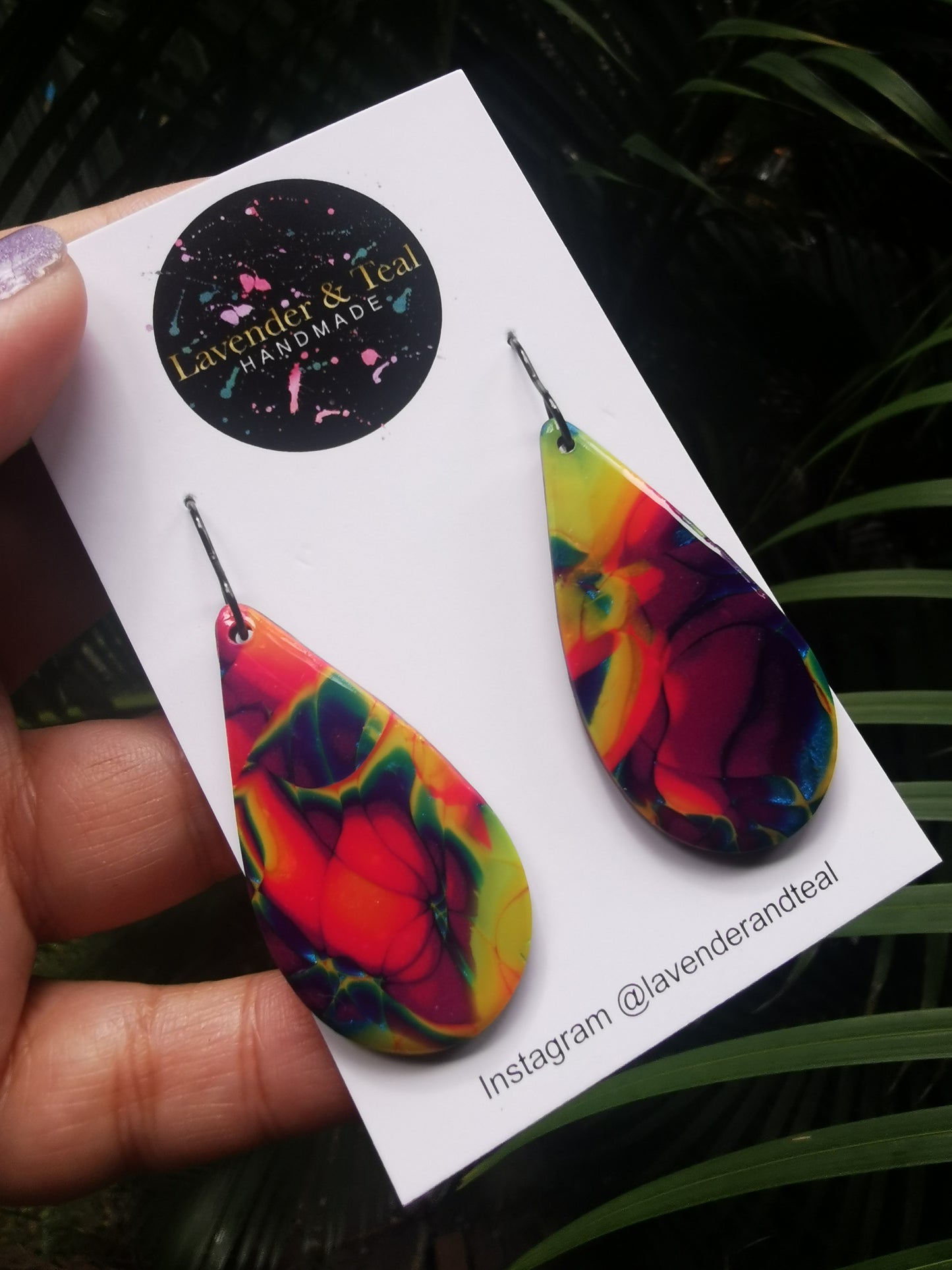 Mokume Gane Rainbow Tear Drop Hooks
