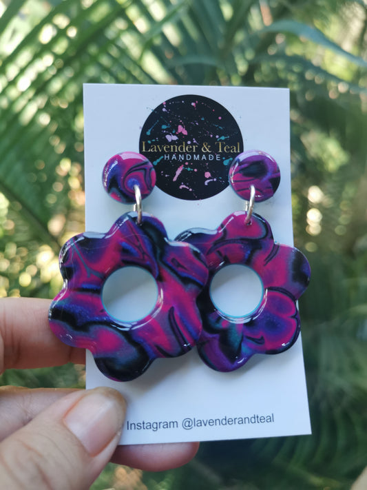 Mokume Gane Flower Dangles