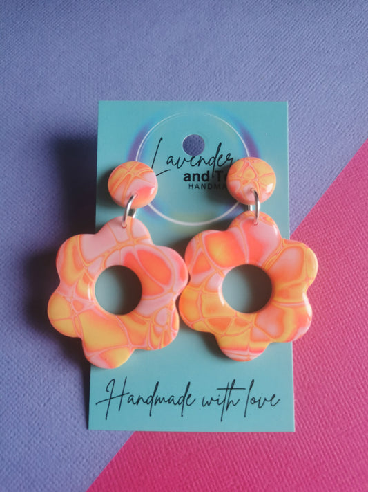 Mokume Gane Flower Dangles
