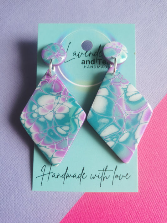 Mokume Gane Diamond Dangles