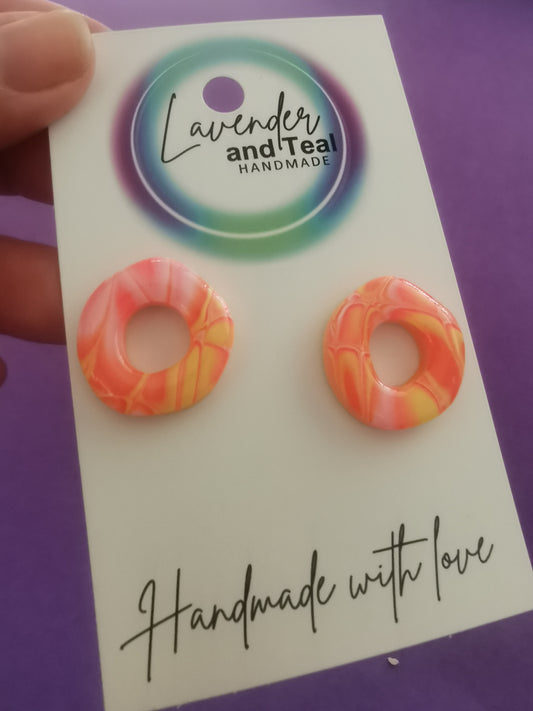 Mokume Gane Organic Donut Studs