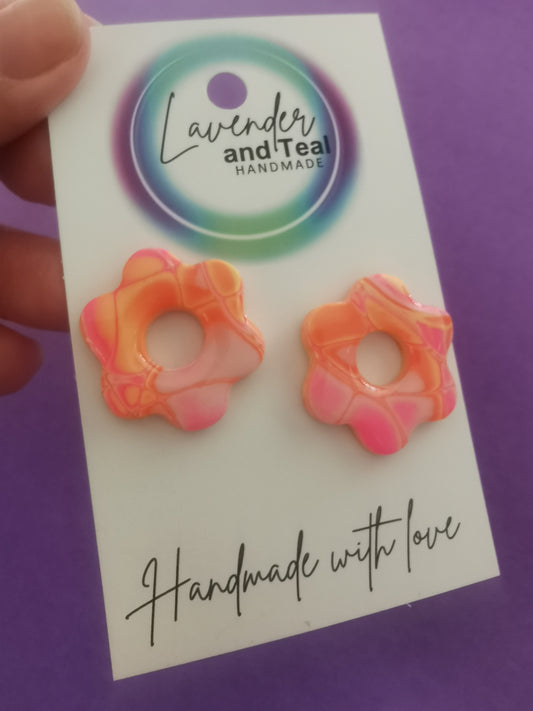 Mokume Gane Flower Studs
