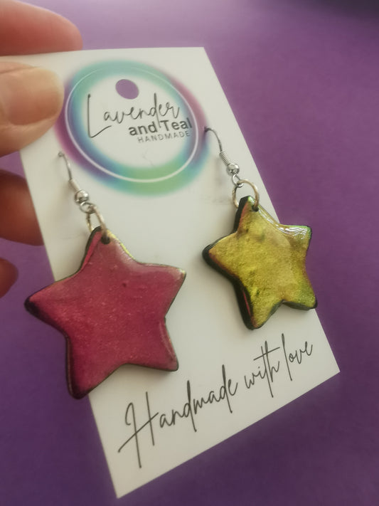 Colour Shifting Star Hook Earrings