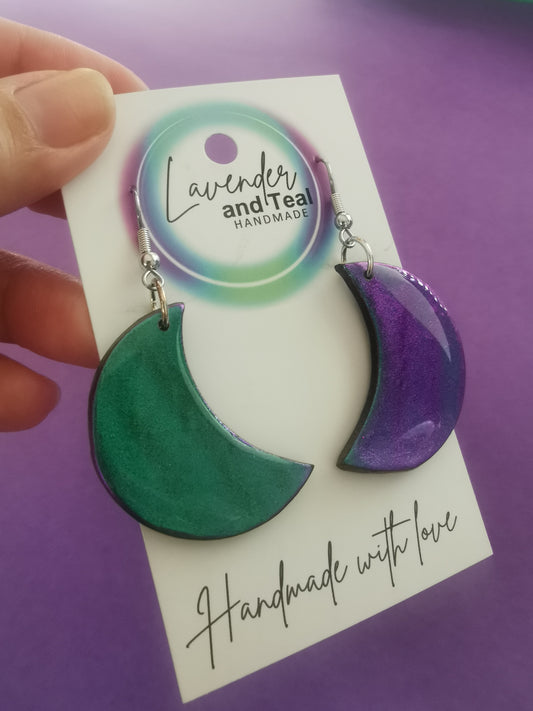 Colour Shifting Moon Hook Earrings