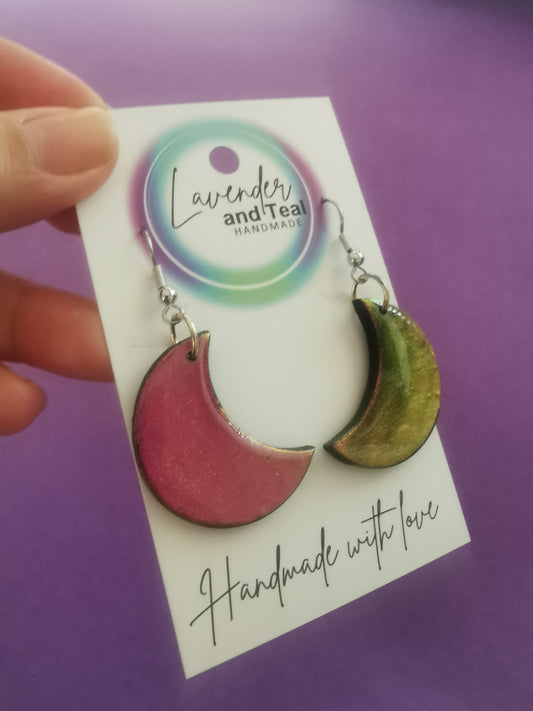 Colour Shifting Moon Hook Earrings