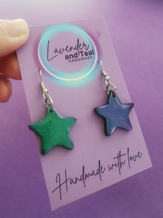Colour Shifting Star Earrings - Mini