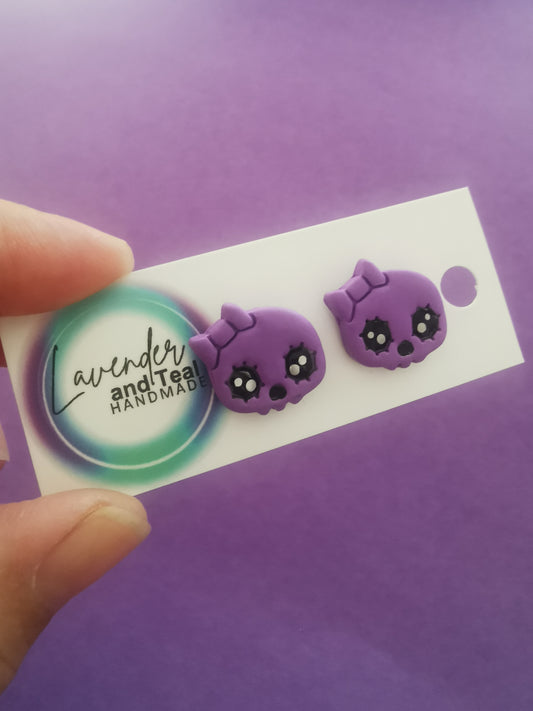 Purple Skull Studs