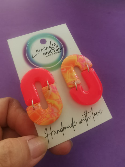 Mokume Gane Flip Statement Earrings