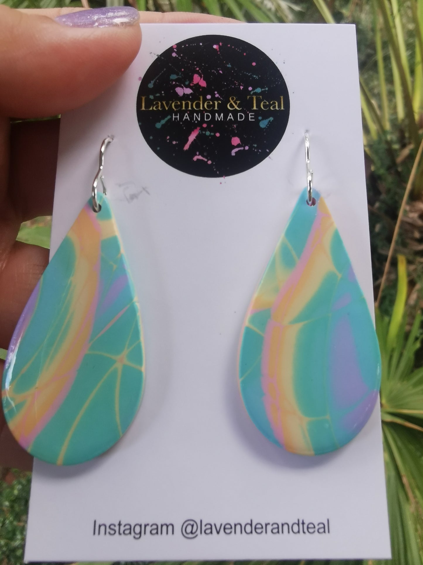 Mokume Gane Tear Drop Pastel Hooks