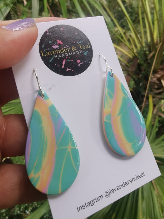 Mokume Gane Tear Drop Pastel Hooks