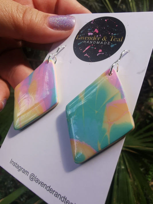 Mokume Gane Diamond Pastel Dangles