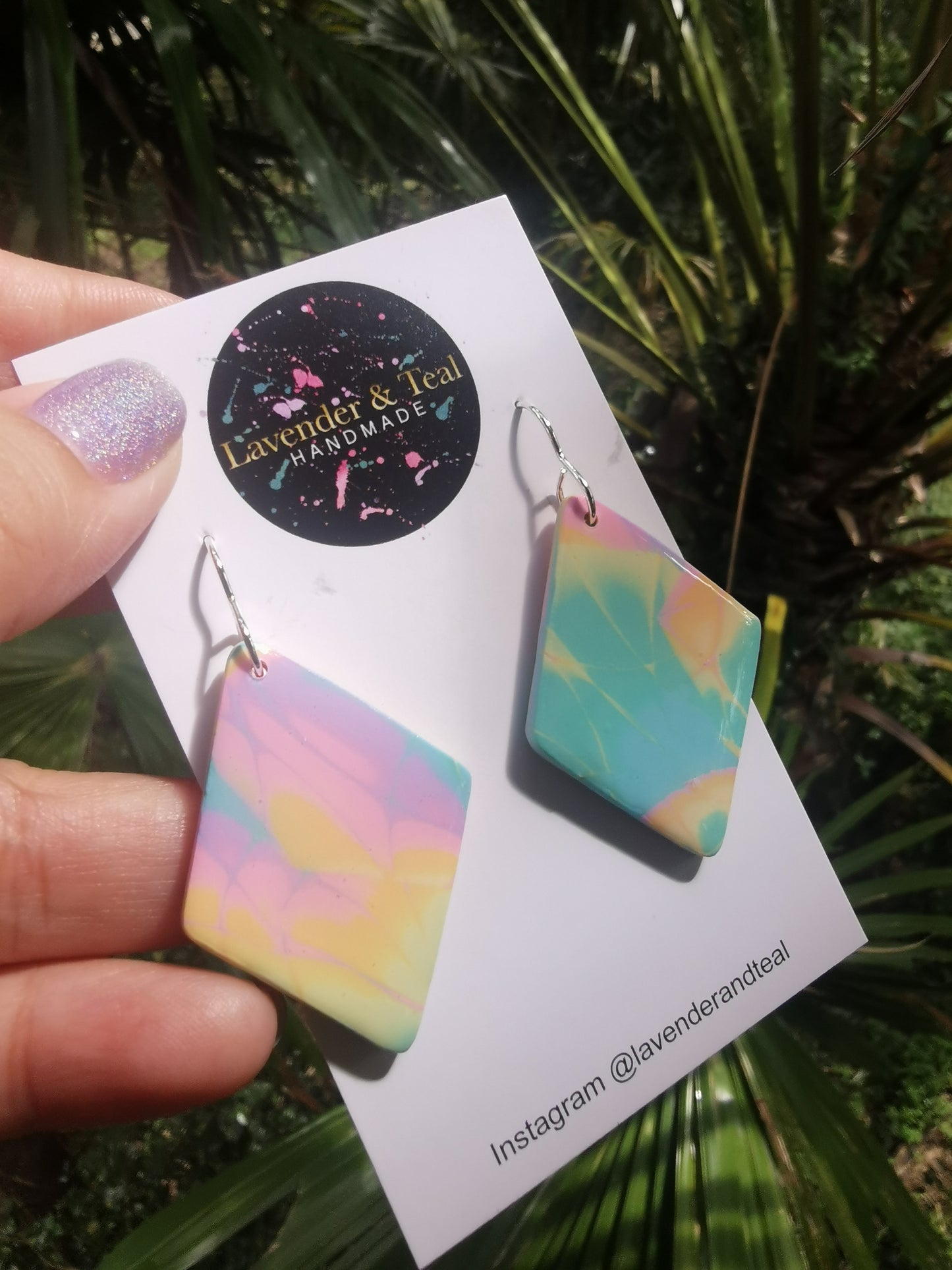 Mokume Gane Diamond Pastel Dangles