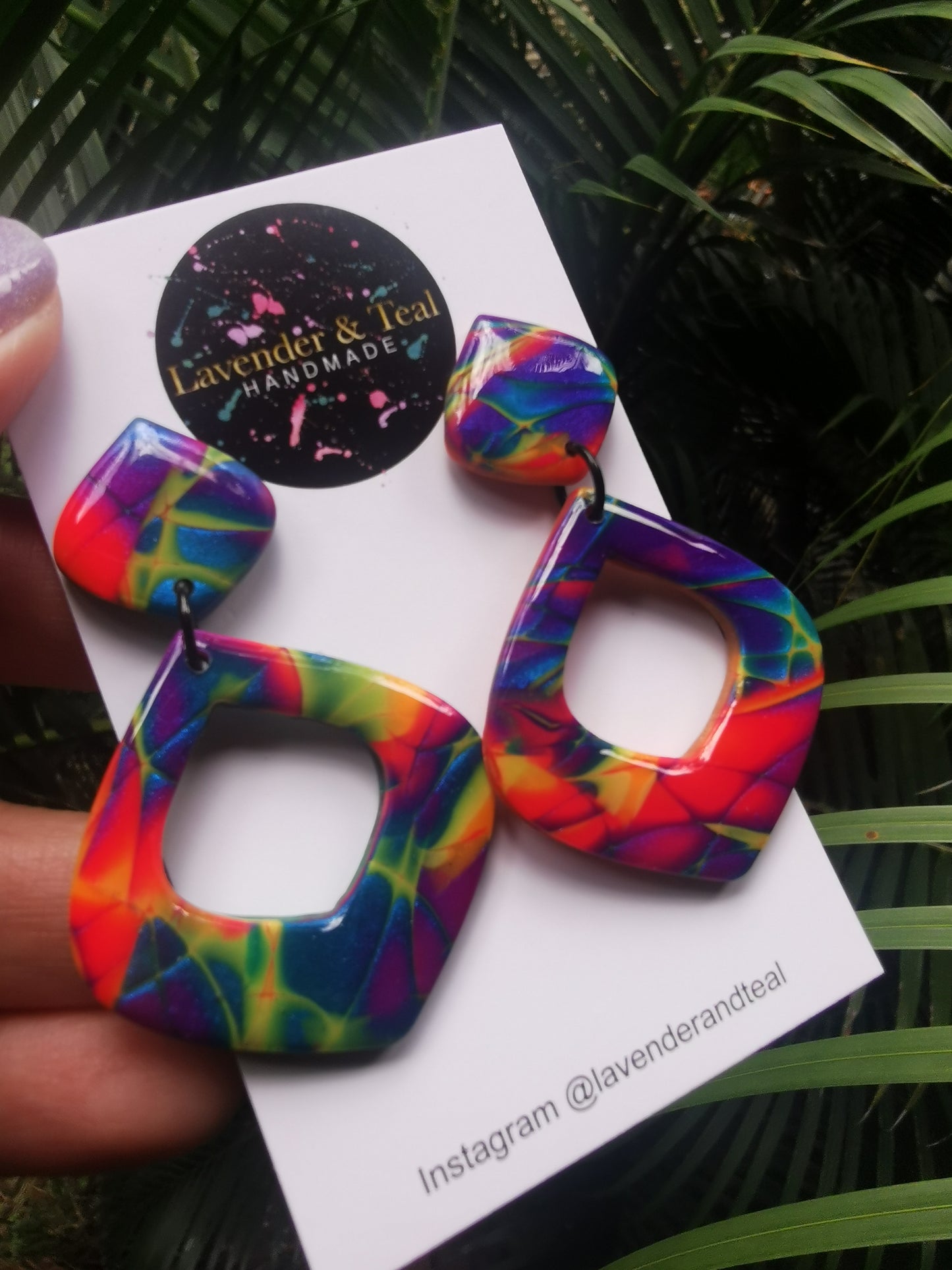 Mokume Gane Bright Rainbow Dangles