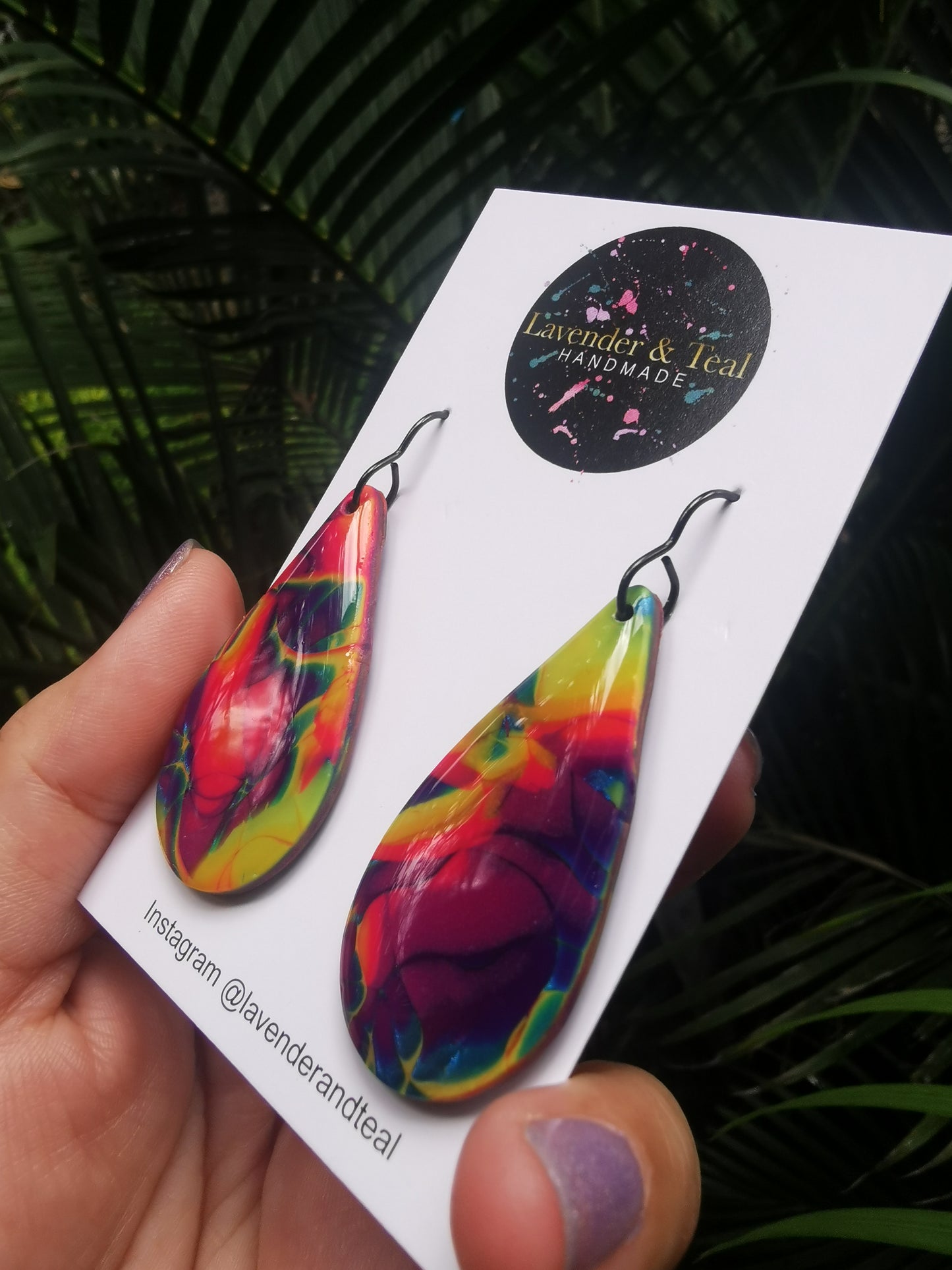 Mokume Gane Rainbow Tear Drop Hooks