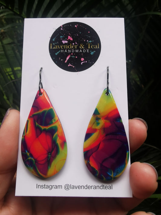 Mokume Gane Rainbow Tear Drop Hooks