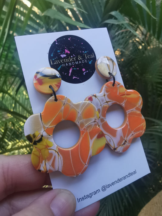 Mokume Gane Flower Dangles